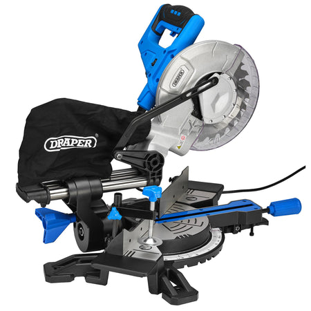 DRAPER 210mm 1500W 230V Sliding Compound Mitre Saw with Laser Cutting Guide: Model No. SMS210B