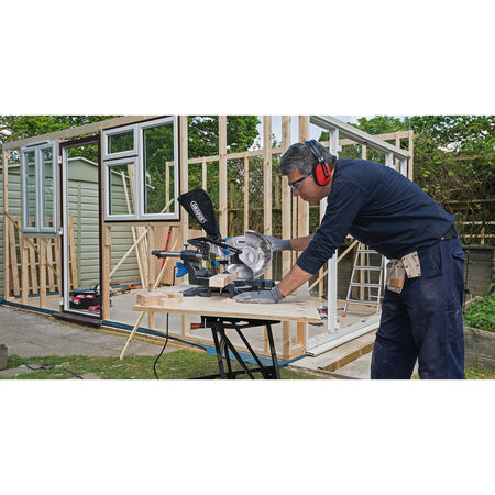 DRAPER 210mm 1500W 230V Sliding Compound Mitre Saw with Laser Cutting Guide: Model No. SMS210B