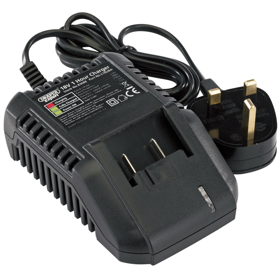 DRAPER Expert 18V Universal Battery Charger for Li-Ion and Ni-Cd Battery Packs: Model No. C18UBA