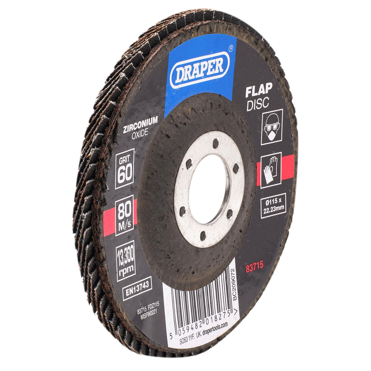 Zirconium Oxide Flap Disc, 115 x 22.23mm, 60 Grit: Model No. FDZ115