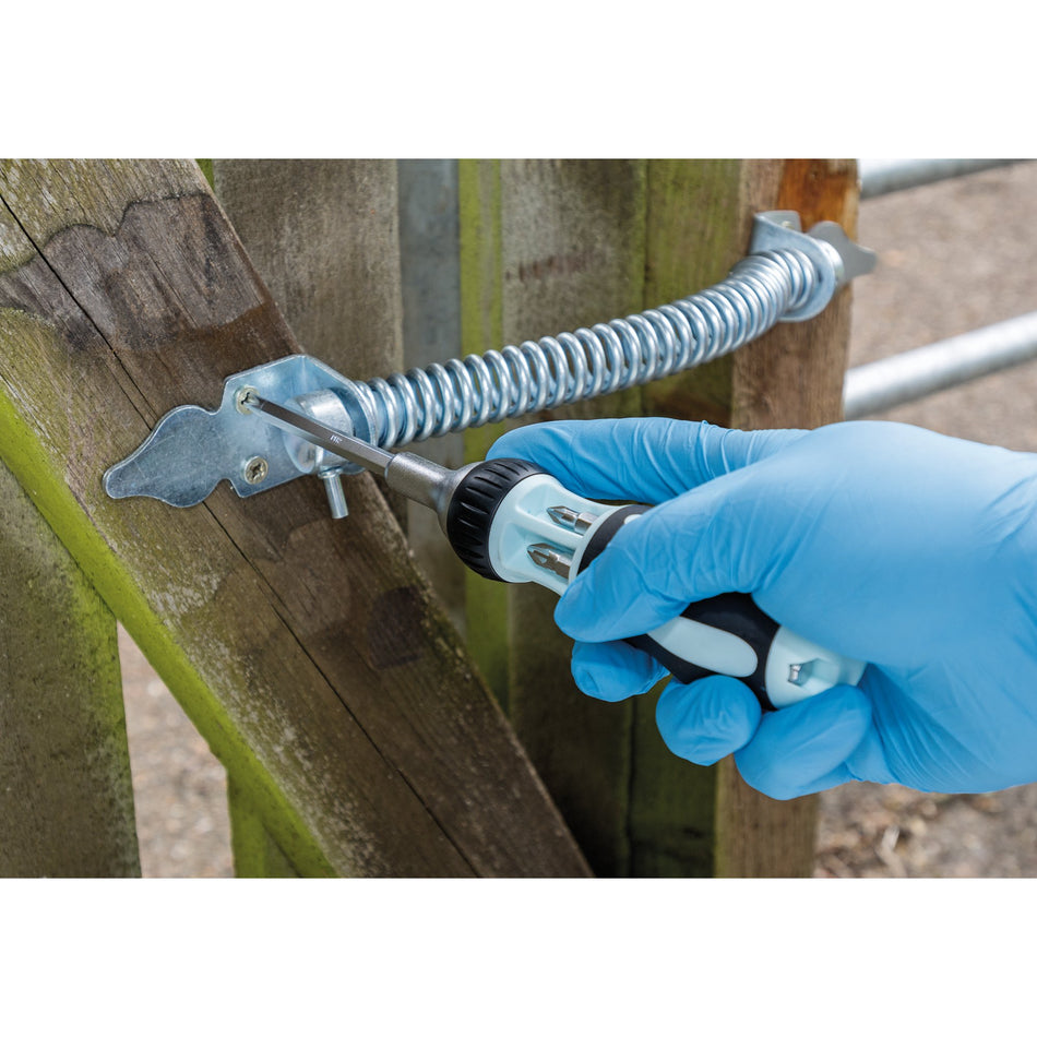 DRAPER Soft Grip 7 in 1 Ratcheting Screwdriver and Bit Set: Model No. 995/7