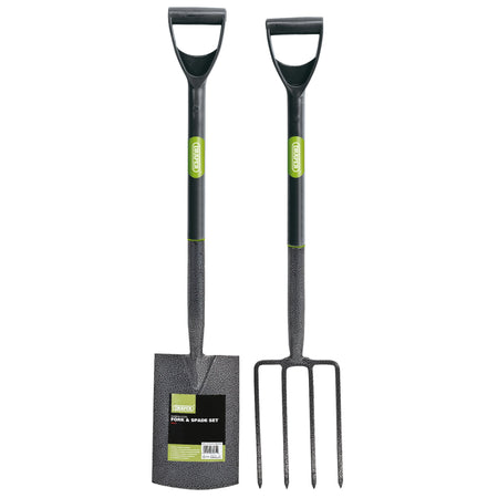 DRAPER Carbon Steel Garden Fork and Spade Set: Model No. DFSCB/SET