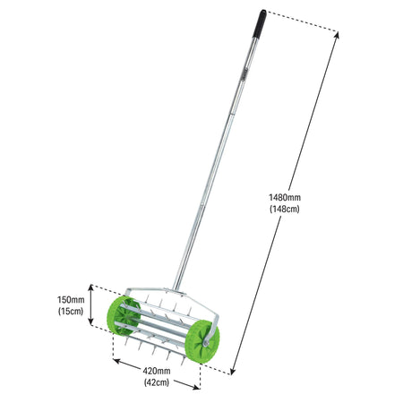 DRAPER Rolling Lawn Aerator with 450mm Spiked Drum: Model No. GLAWDD
