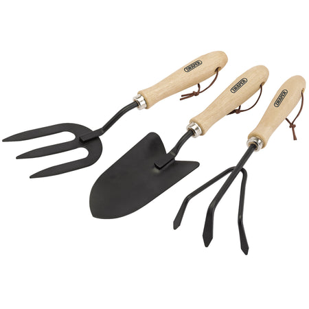 DRAPER Carbon Steel Hand Fork, Cultivator and Trowel with Hardwood Handles: Model No. GCSTS3DD