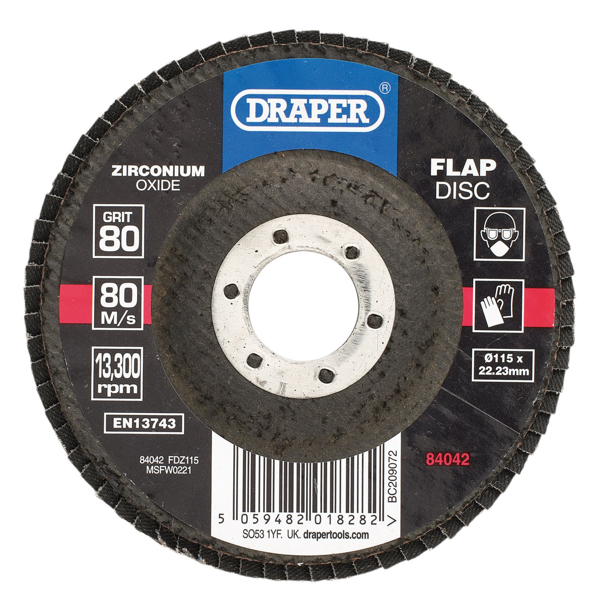 Zirconium Oxide Flap Disc, 115 x 22.23mm, 80 Grit: Model No. FDZ115