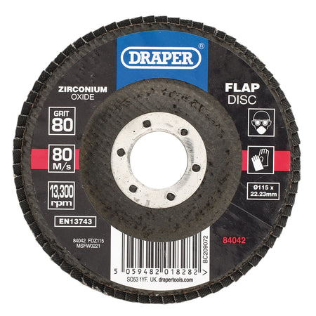 Zirconium Oxide Flap Disc, 115 x 22.23mm, 80 Grit: Model No. FDZ115