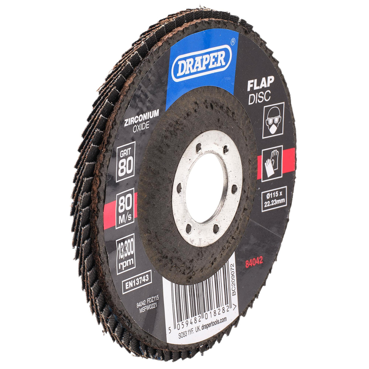 Zirconium Oxide Flap Disc, 115 x 22.23mm, 80 Grit: Model No. FDZ115