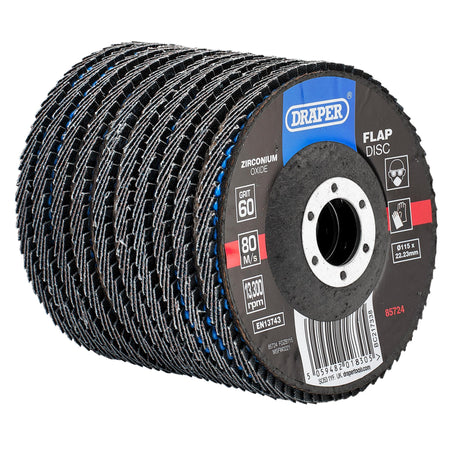 Zirconium Oxide Flap Discs, 115 x 22.23mm, 60 Grit (Pack of 10): Model No. FDZB115
