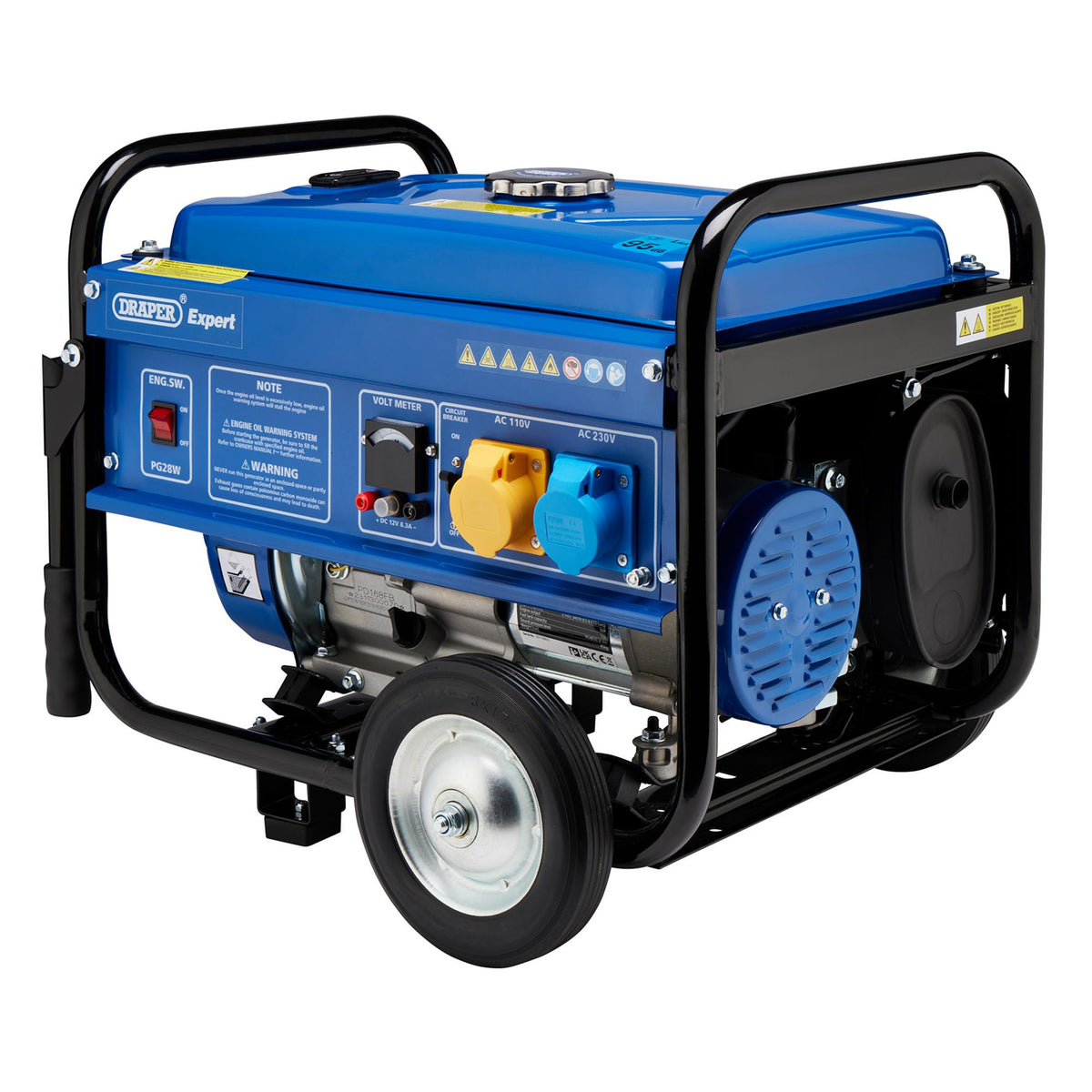 DRAPER Petrol Generator with Wheels (2.5kVA/2.5kW): Model No. PG28W