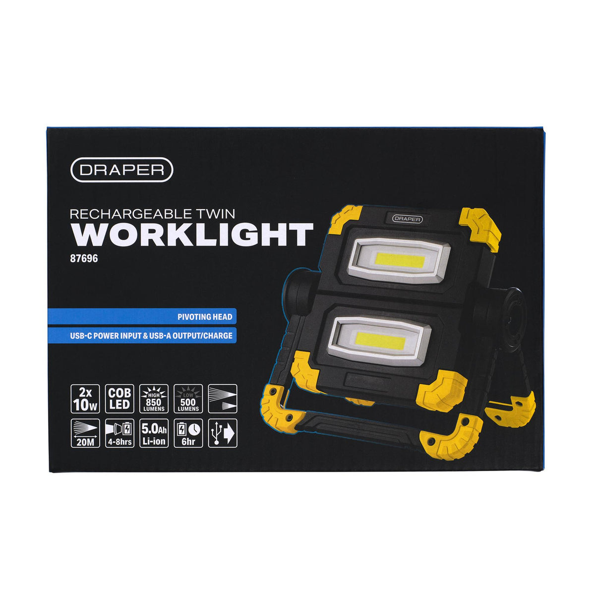 10W COB Rechargeable Twin Worklight: Model No.RFL/850