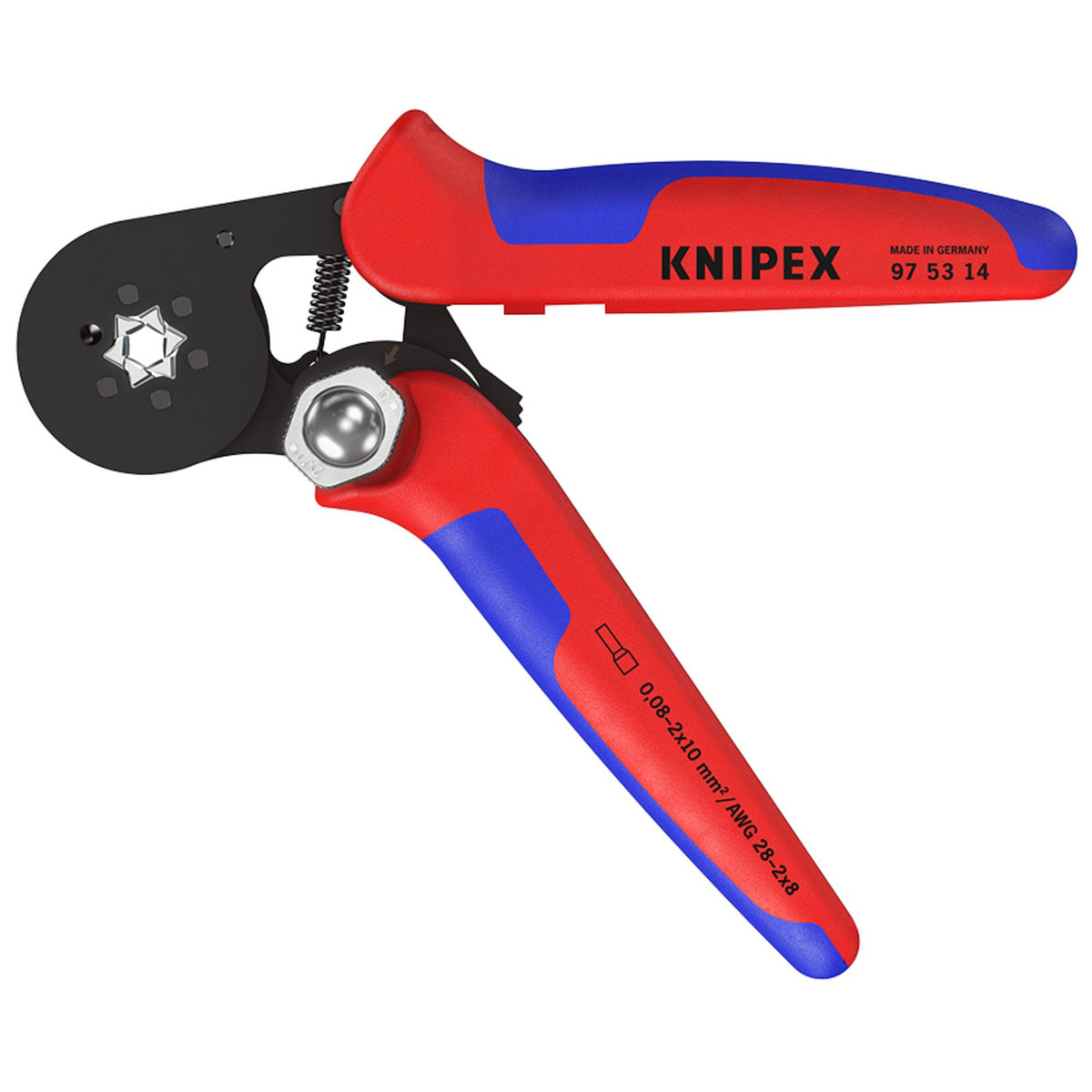 KNIPEX 97 53 14 SB Self- Adjusting Crimping Pliers, 2 x 10 mm², 180mm