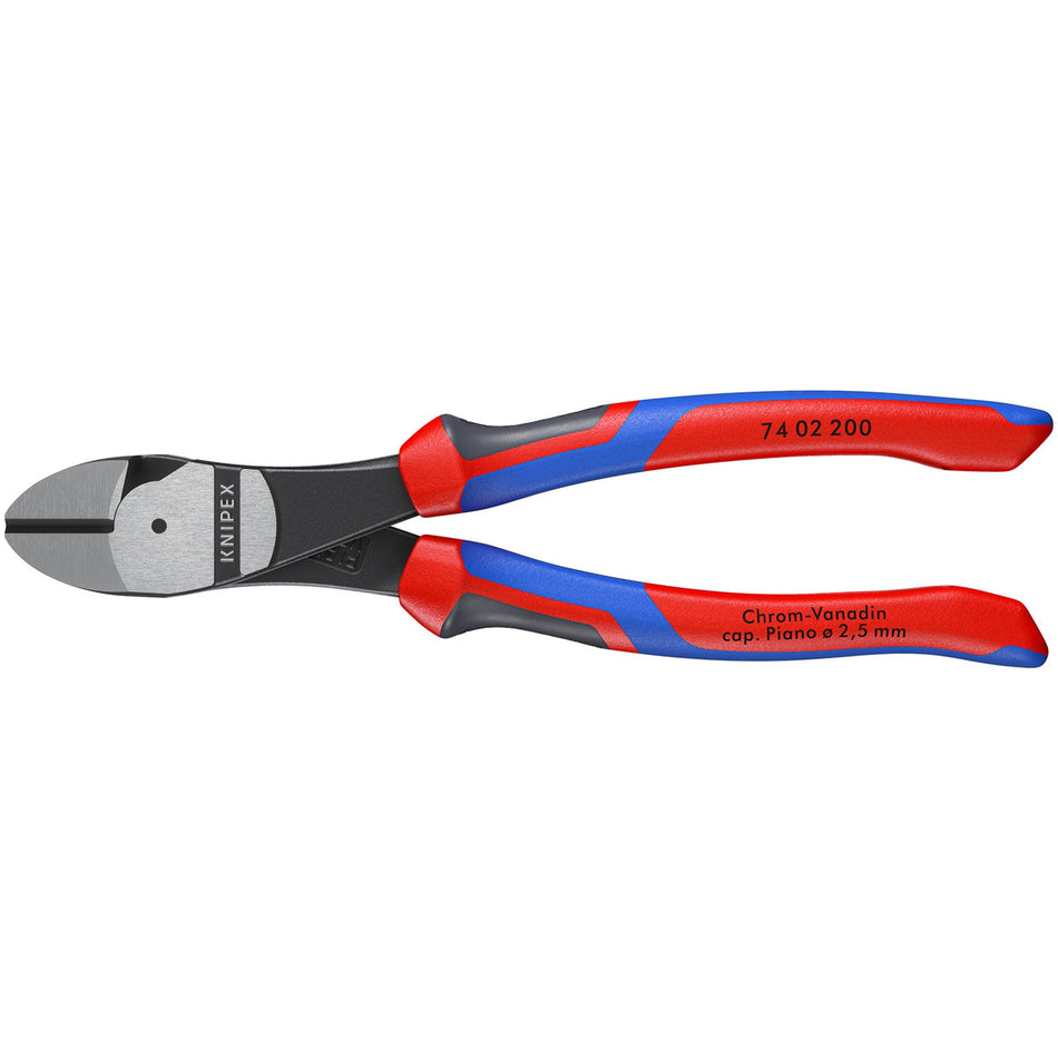 Knipex 200mm High Leverage Diagonal Side Cutter with Comfort Grip Handles : Model No.74 02 200