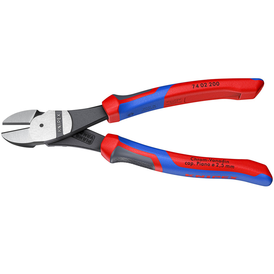 Knipex 200mm High Leverage Diagonal Side Cutter with Comfort Grip Handles : Model No.74 02 200