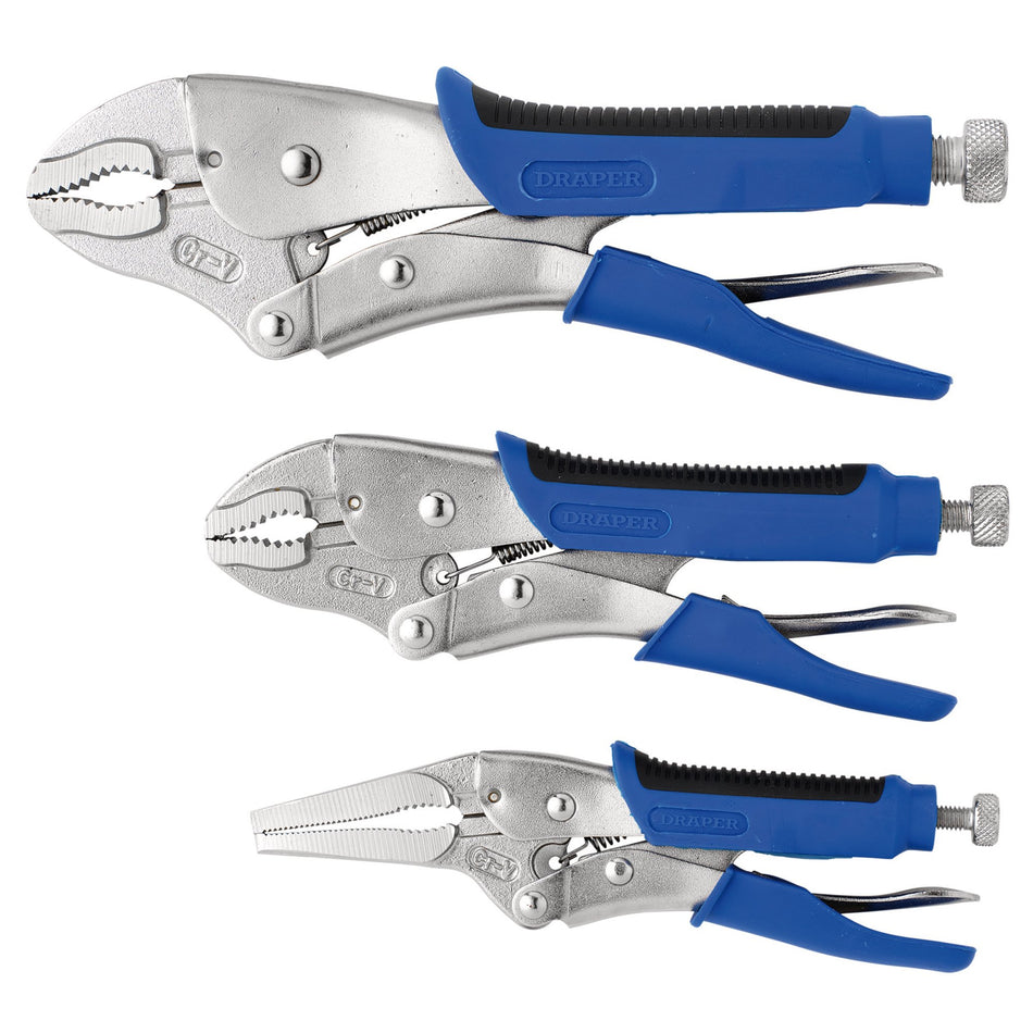DRAPER Expert 3Pce Soft Grip Self Grip Pliers Set: Model No.9006/3A