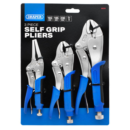 DRAPER Expert 3Pce Soft Grip Self Grip Pliers Set: Model No.9006/3A