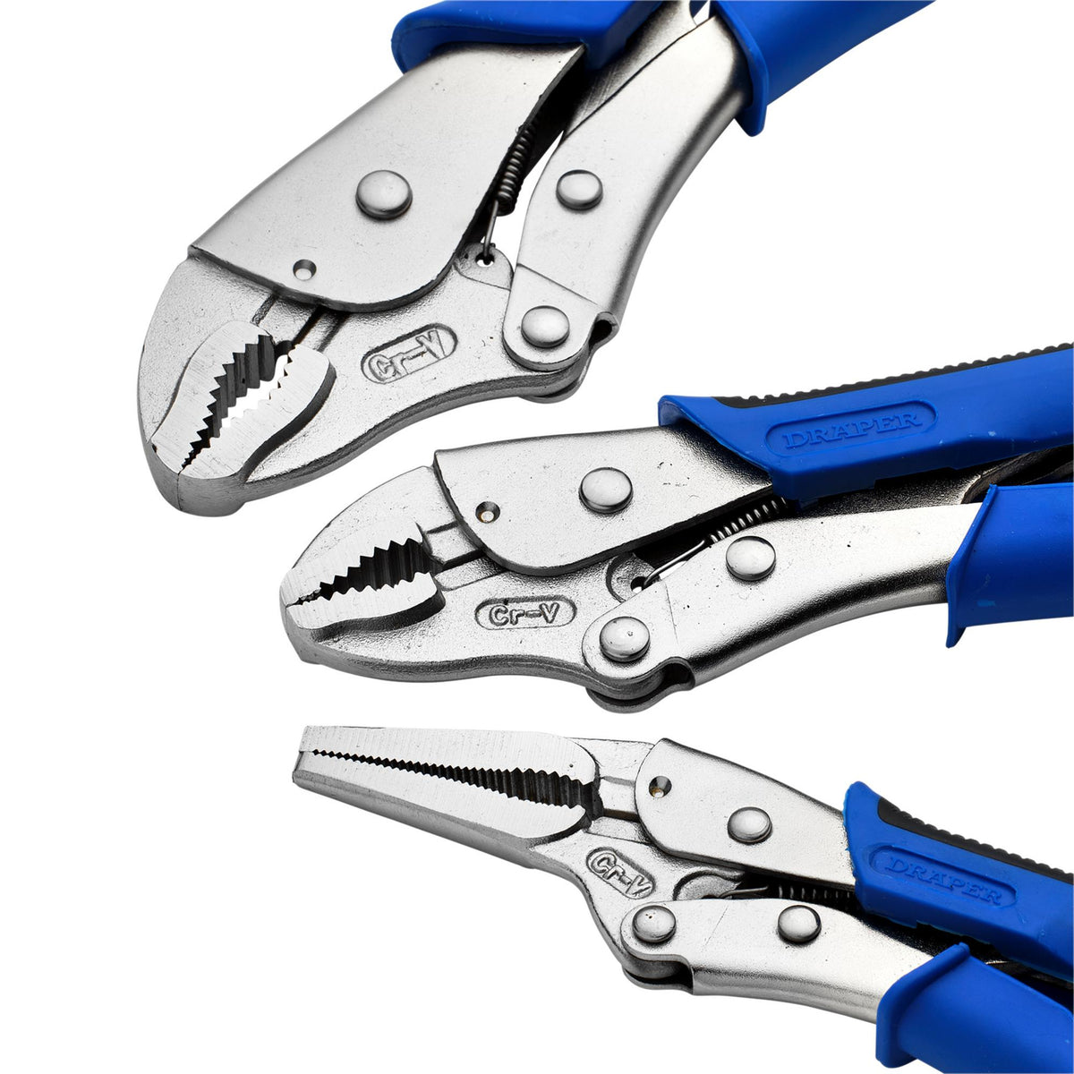 DRAPER Expert 3Pce Soft Grip Self Grip Pliers Set: Model No.9006/3A