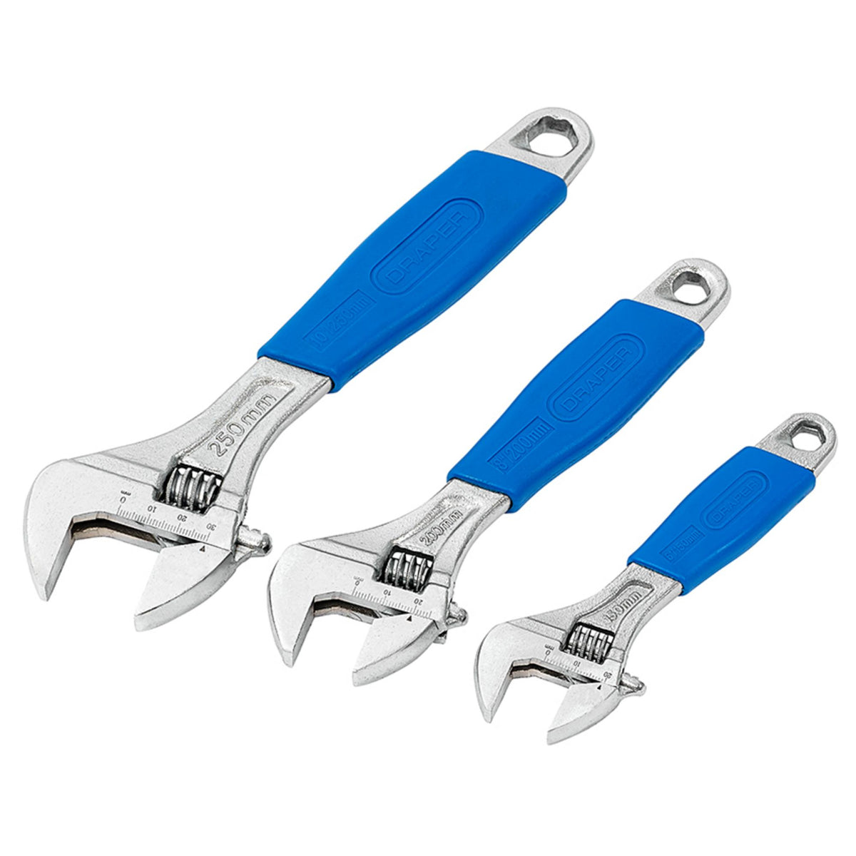 DRAPER 3 Piece Soft Grip Crescent-Type Adjustable Wrench Set: Model No.380CD/SG3
