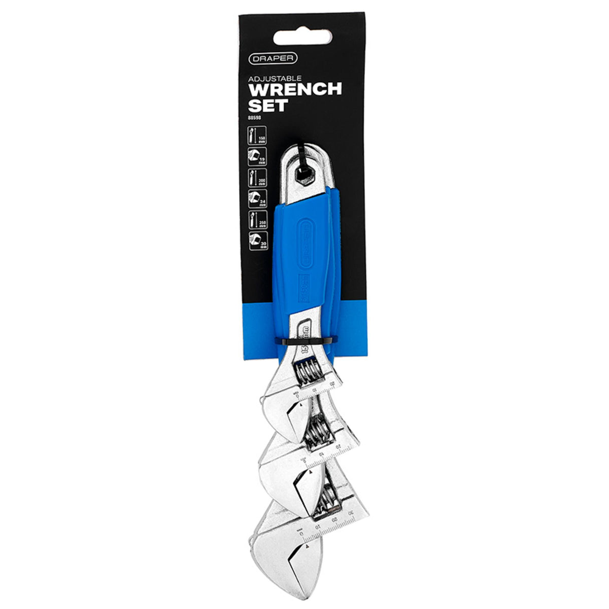DRAPER 3 Piece Soft Grip Crescent-Type Adjustable Wrench Set: Model No.380CD/SG3