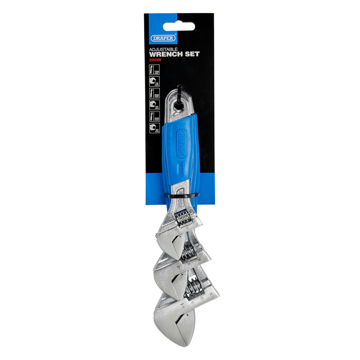 DRAPER 3 Piece Soft Grip Crescent-Type Adjustable Wrench Set: Model No.380CD/SG3