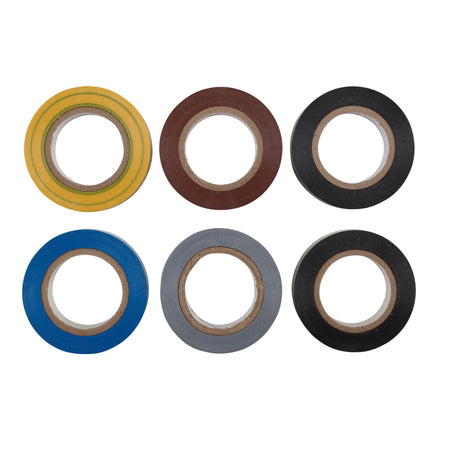 DRAPER Expert 6 x 10M x 19mm Mixed Colours Insulation Tape to BSEN60454/Type2: Model No.619/6