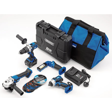 D20 20V Workshop Kit, 1 x 3.0Ah Battery, 1 x 4.0Ah Battery, 1 x Fast Charger (19 Piece) : Model No. PTK7/D20