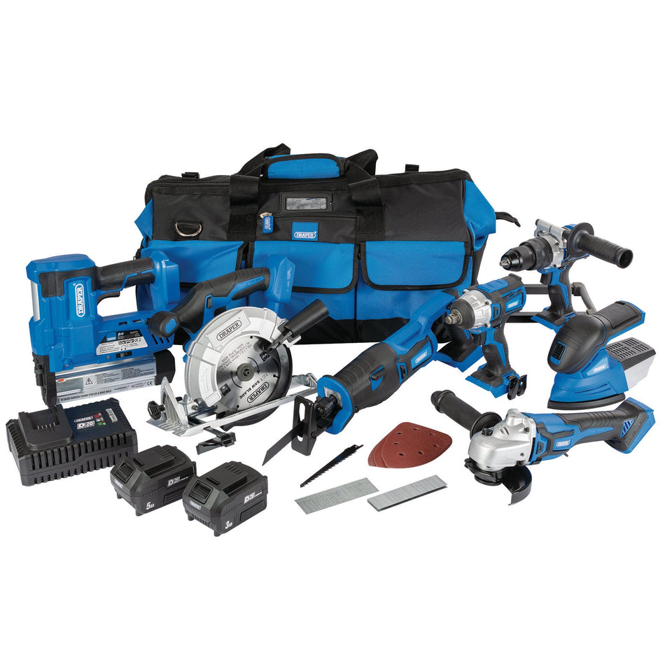 D20 20V Jumbo Kit, 7 x Power Tools, 2 x Batteries, 1 x Charger, 1 x Tool Bag : Model No. PTK12/D20