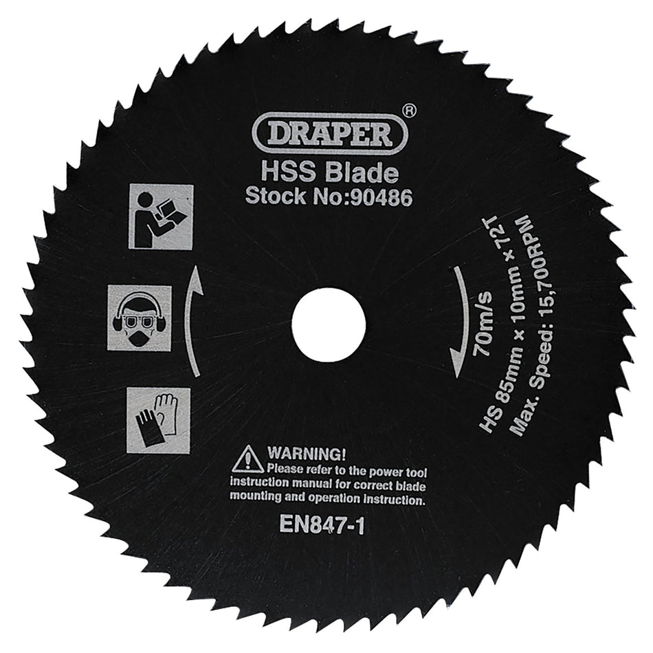 Draper HSS Saw Blade (85mm) Model No. CSB85P/HSS