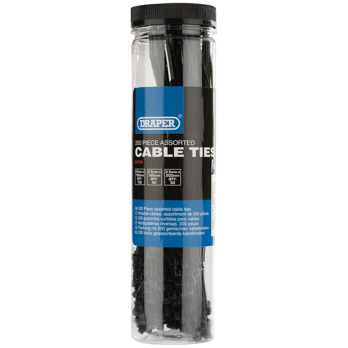 Assorted Nylon Cable Tie Pack (200 Piece): Model No.CTT1