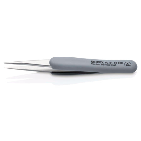 KNIPEX 92 21 10 ESD Precision Tweezers with rubber handles ESD, 123mm : Model No. 92 21 10 ESD