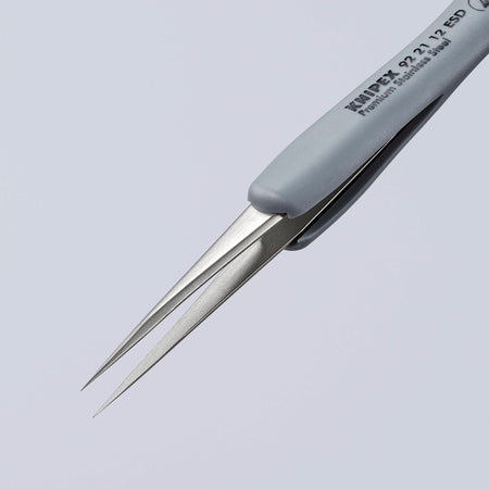 KNIPEX 92 21 12 ESD Precision Tweezers with rubber handles ESD, 112mm : Model No. 92 21 12 ESD