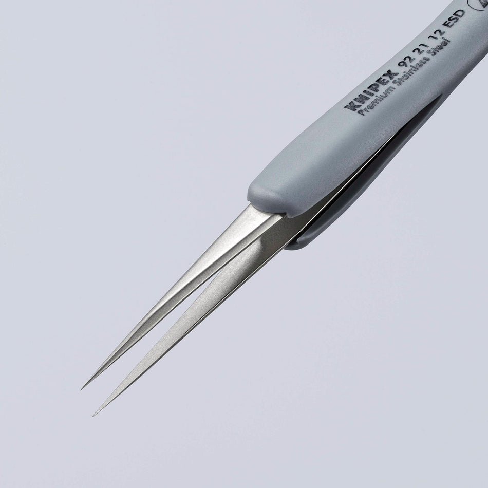KNIPEX 92 21 12 ESD Precision Tweezers with rubber handles ESD, 112mm : Model No. 92 21 12 ESD