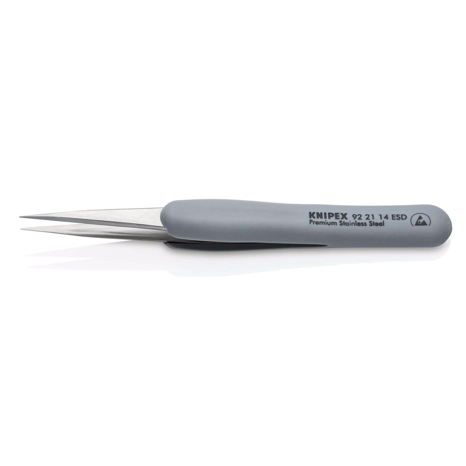 KNIPEX 92 21 14 ESD Precision Tweezers with rubber handles ESD, 130mm : Model No. 92 21 14 ESD