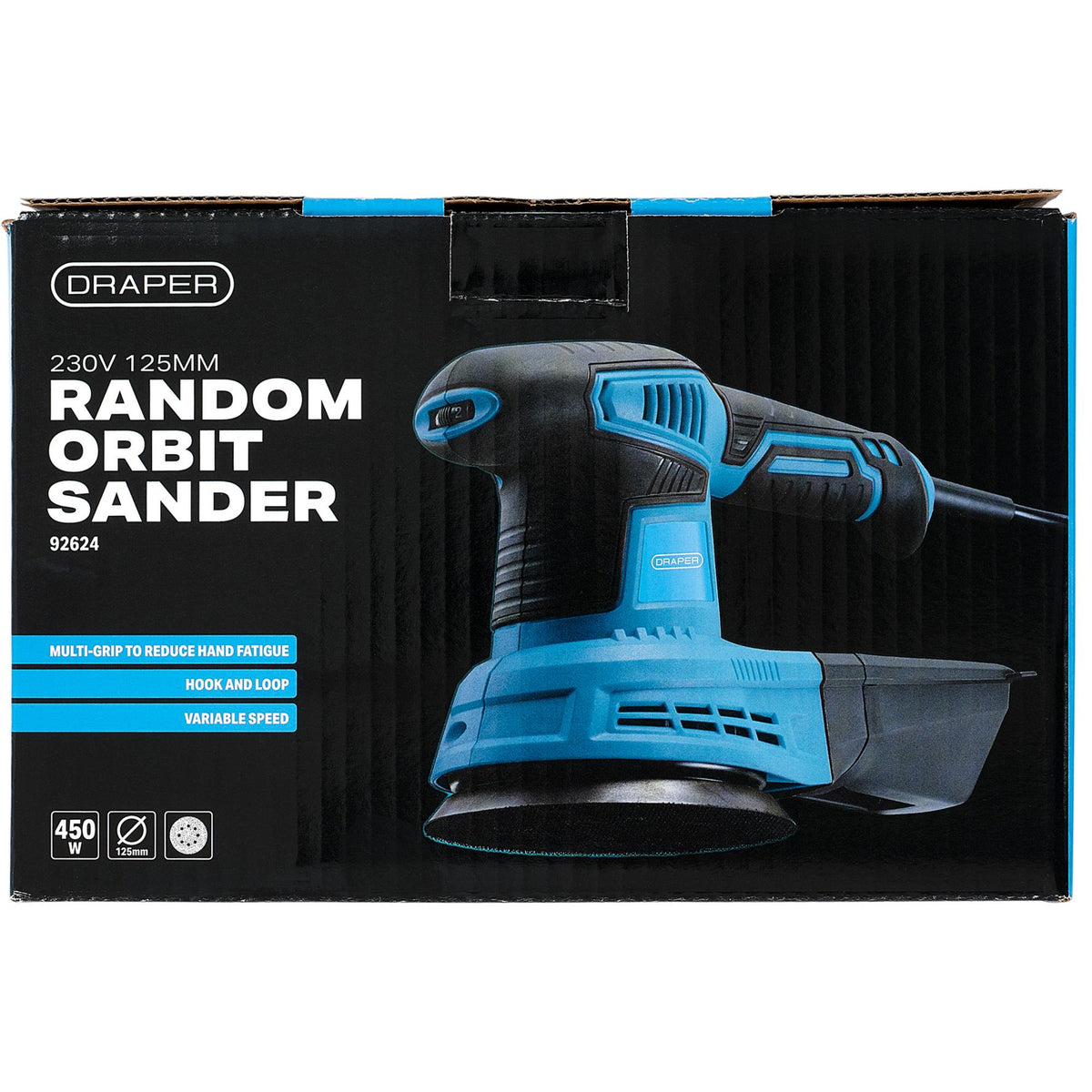 DRAPER 230V Random Orbit Sander, 125mm, 450W Model No. ROS450D