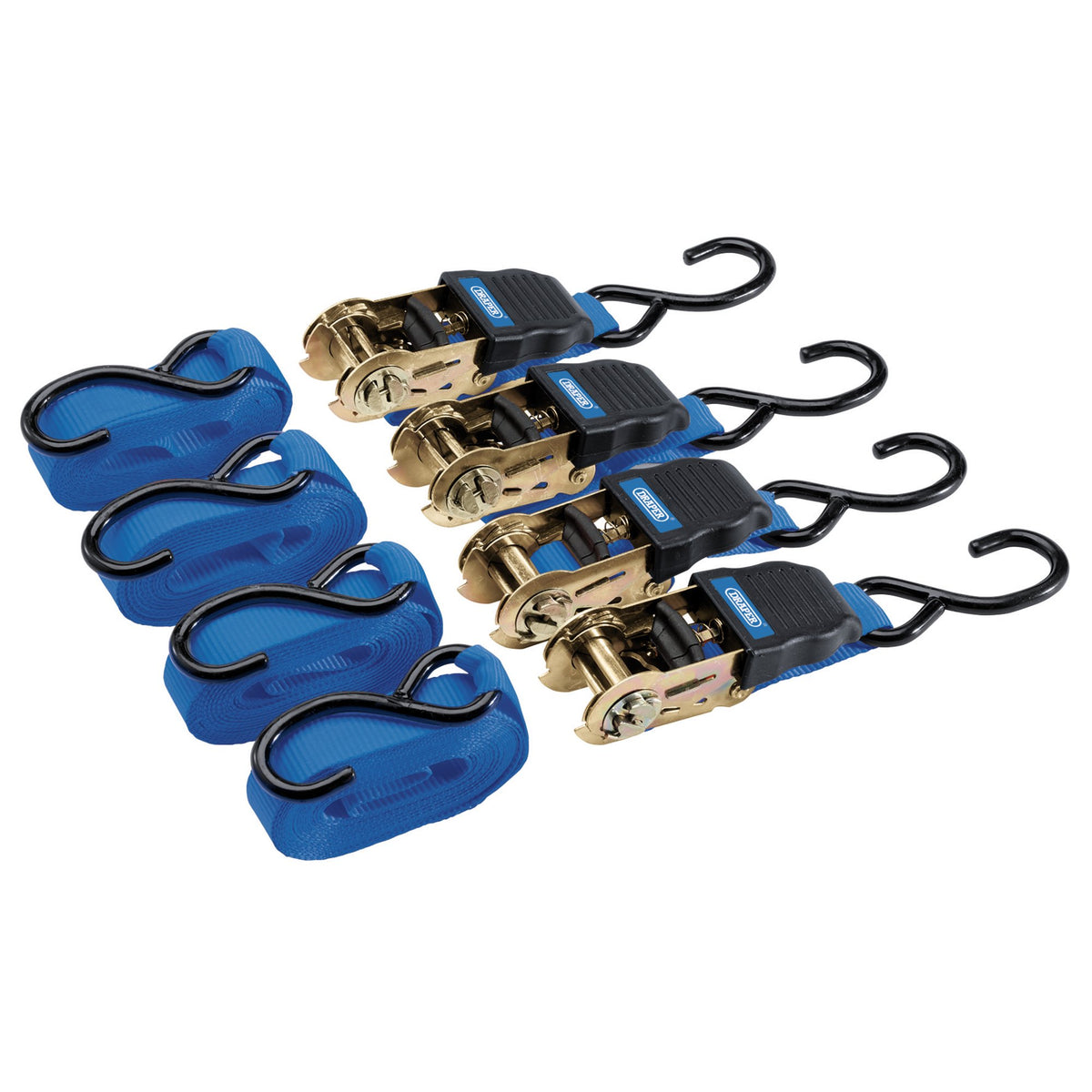 Ratchet Tie Down Straps, 4.5m x 25mm, 225kg (4 Piece) : Model No. RTDS250C/4