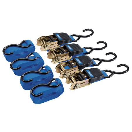 Ratchet Tie Down Straps, 4.5m x 25mm, 225kg (4 Piece) : Model No. RTDS250C/4