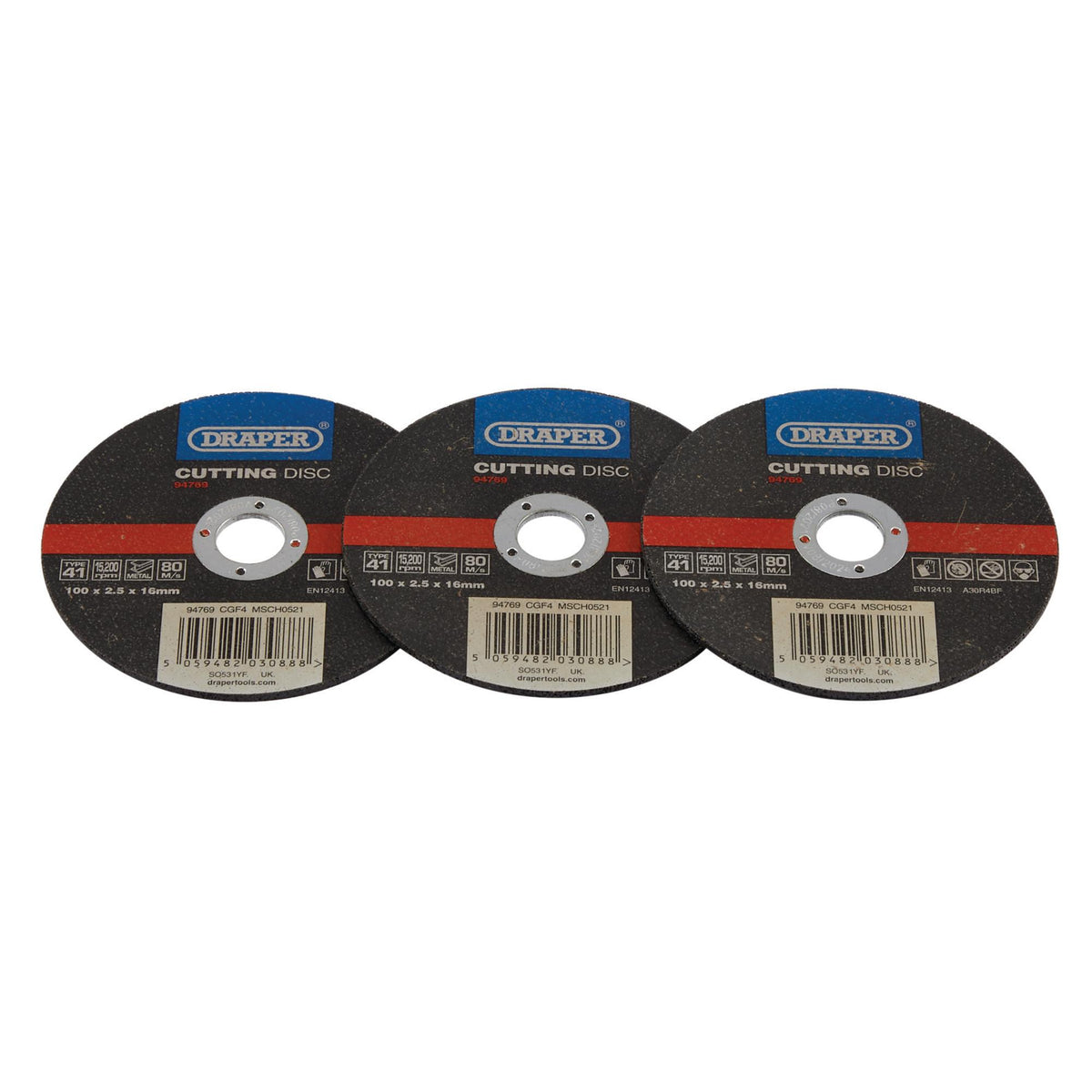 DRAPER Metal Cutting Disc, 100 x 2.5 x 16mm Model No. CGF4