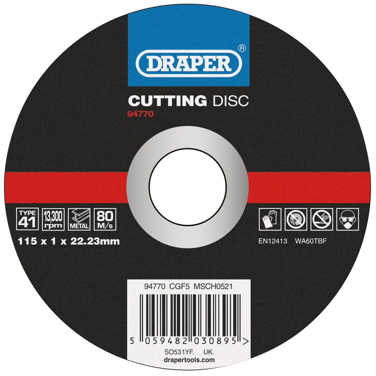 Metal Cutting Disc, 115 x 1 x 22.23mm: Model No. CGF5