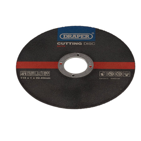 DRAPER Metal Cutting Discs, 115 x 1 x 22.23mm (Pack of 100) Model No. CGF7