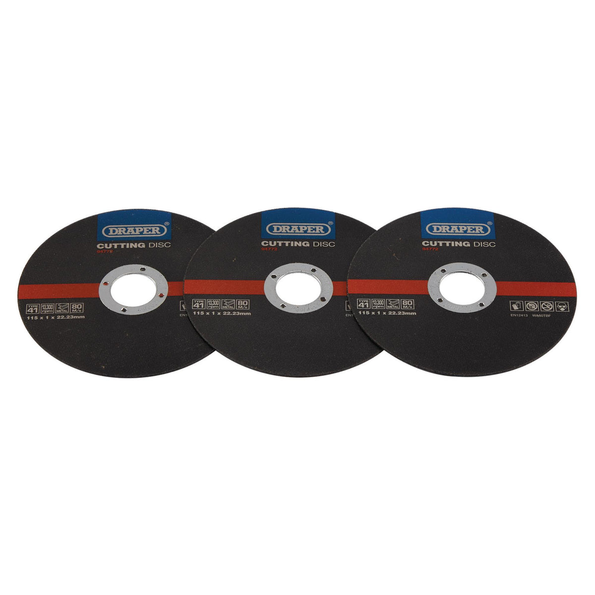 DRAPER Metal Cutting Discs, 115 x 1 x 22.23mm (Pack of 100) Model No. CGF7