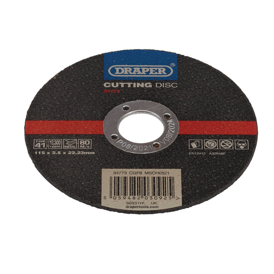 DRAPER Metal Cutting Disc, 115 x 2.5 x 22.23mm Model No. CGF8