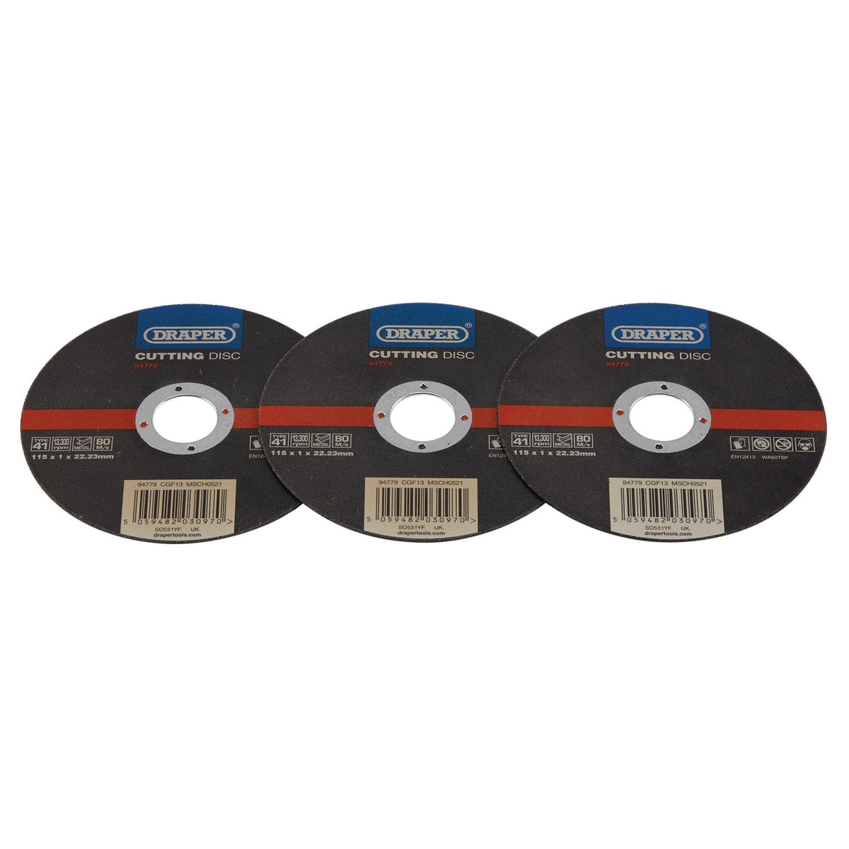 DRAPER Stainless-Steel/Inox Metal Cutting Disc, 115 x 1 x 22.23mm Model No. CGF13
