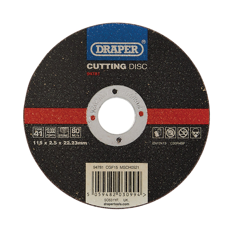 Flat Stone Cutting Disc, 115 x 2.5 x 22.23mm: Model No. CGF15