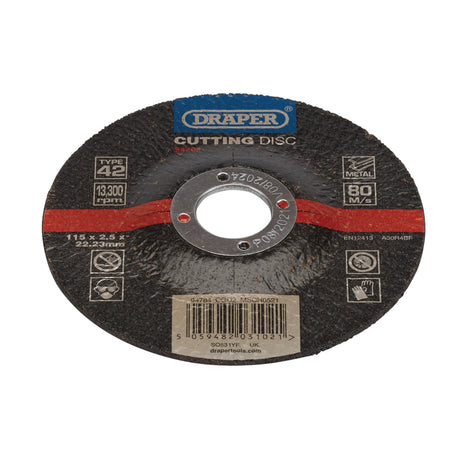 DRAPER DPC Metal Cutting Disc, 115 x 2.5 x 22.23mm Model No. CGD2
