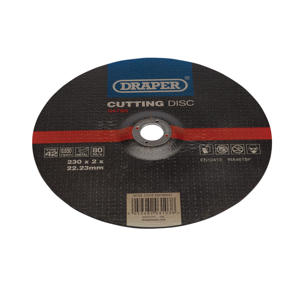 DRAPER DPC Metal Cutting Disc, 230 x 2 x 22.23mm Model No. CGD3
