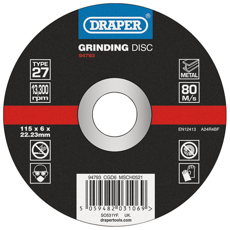 DPC Metal Grinding Disc, 115 x 6 x 22.23mm: Model No. CGD6