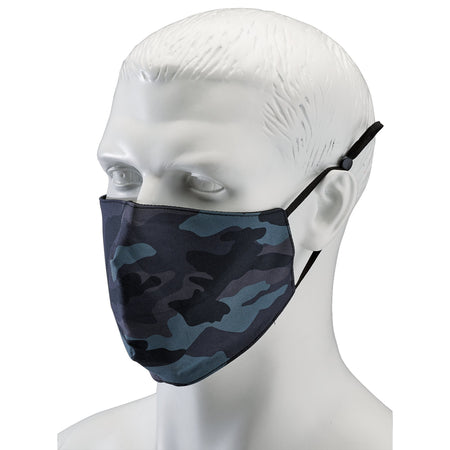 Camo Fabric Resuable Face Masks, Blue (Pack of 2): Model No. FCMC