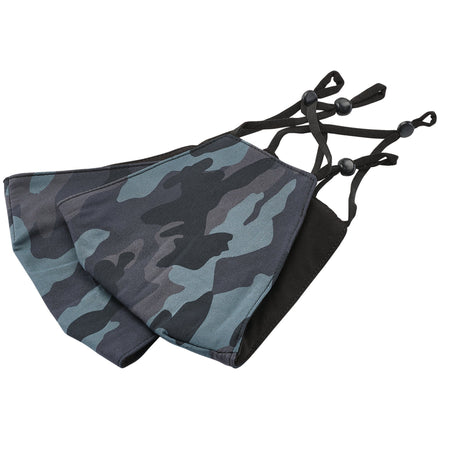 Camo Fabric Resuable Face Masks, Blue (Pack of 2): Model No. FCMC