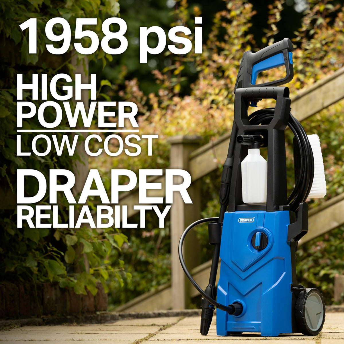 Draper 1600W Pressure Washer (135bar) Model No. PW1600/90D