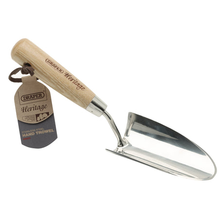 Draper Heritage Stainless Steel Hand Trowel with Ash Handle: Model No. DGHTG/L