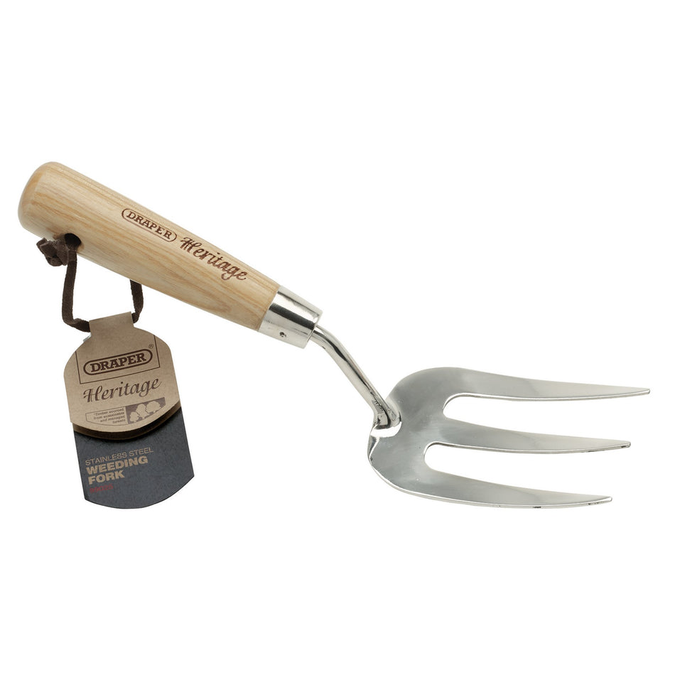 Draper Heritage Stainless Steel Hand Weeding Fork with Ash Handle: Model No. DGHFG/L